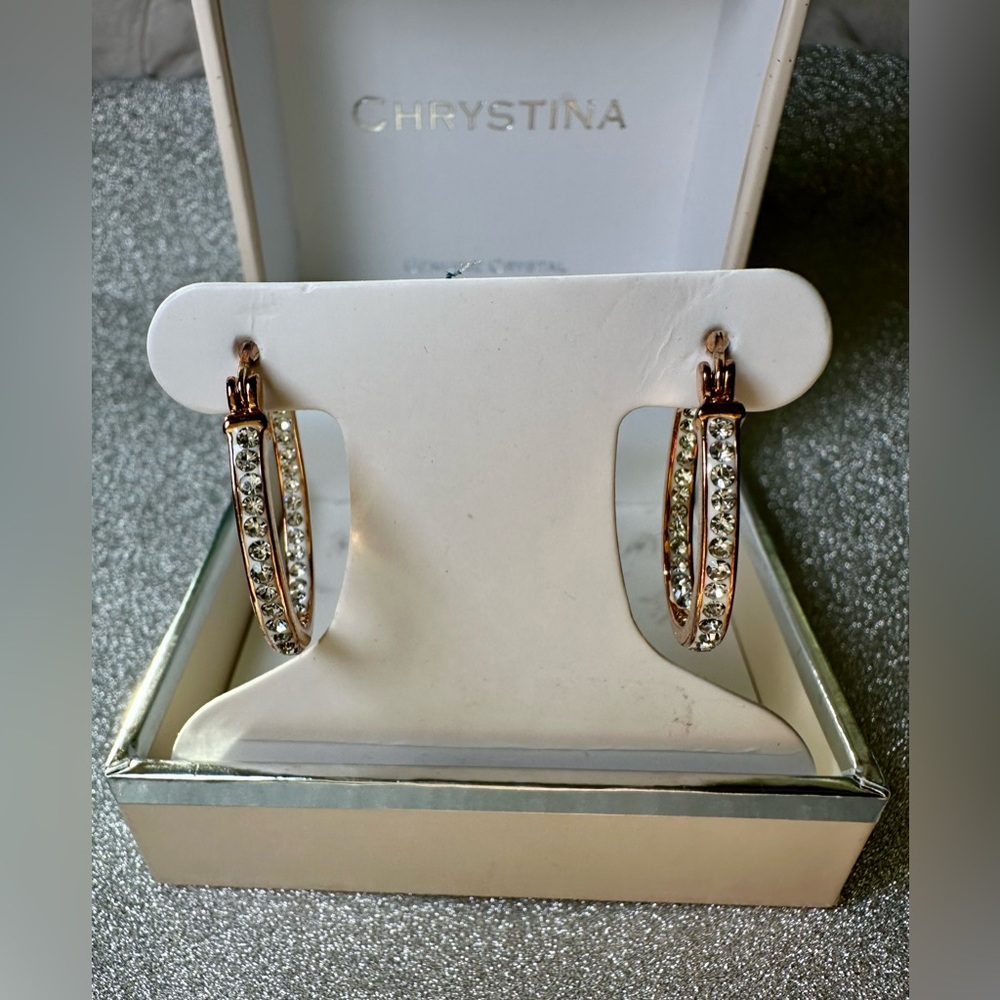 Gold Hoop Crystal Earrings